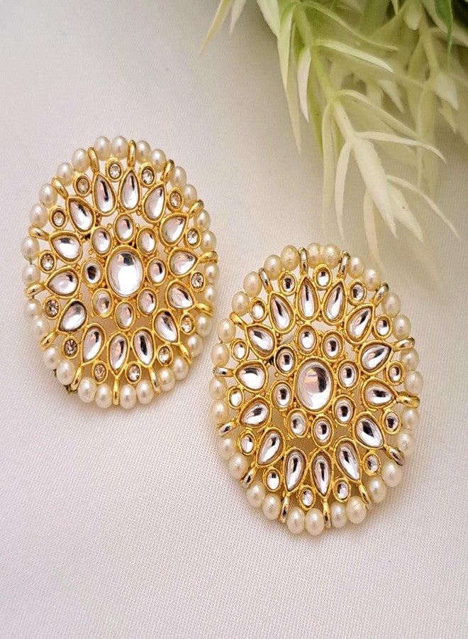 meryCraft Kundan Stone Components,Connector, Charms for Jewellery, Bracelet and Rakhi Making, Embroidery and DIY, Craft Work-(Size : 35MM, Pack of 2 Pieces) - Image 5